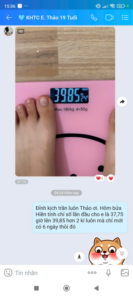 Phản hồi tăng cân không cần thuốc của em Thảo 19 tuổi – Yoga Azu
