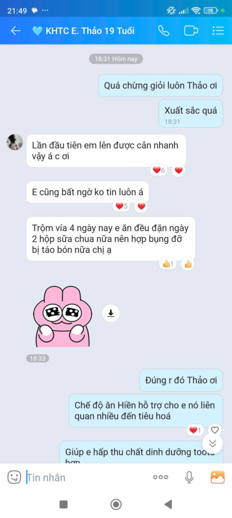 Phản hồi tăng cân không cần thuốc của em Thảo 19 tuổi – Yoga Azu