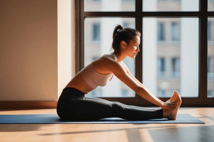 Người tập tư thế yoga gập người về trước